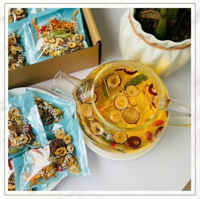 trà đông trùng long nhãn 6 vị